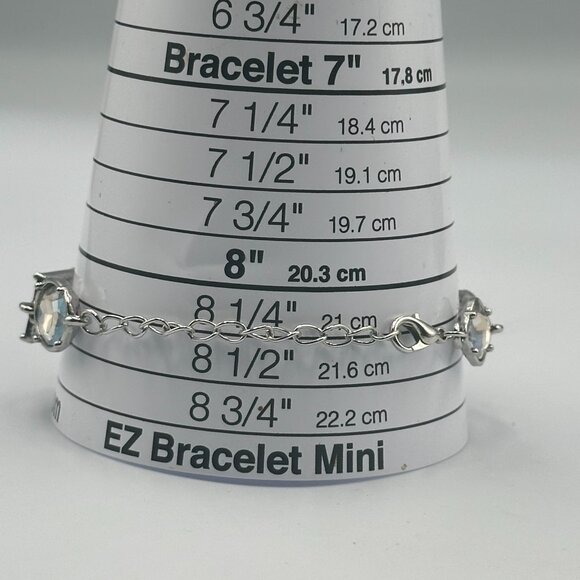 Lot of 2 Bracelets Silver Tone Faceted Rhinestone Link Adjustable Chain Clasp - Picture 7 of 10